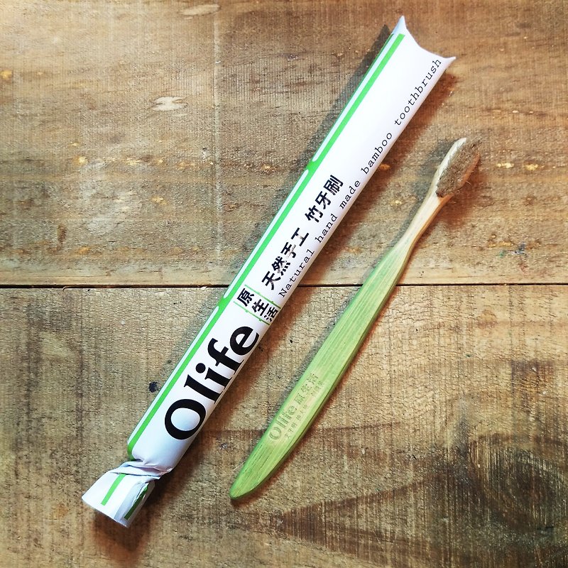 Olife原生活 天然手工竹牙刷【适中软度白马毛 渐层绿色】 - 其他 - 竹 