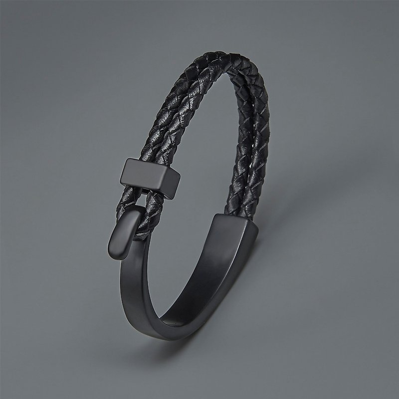 勾扣编织皮革手环 - 手链/手环 - 其他金属 