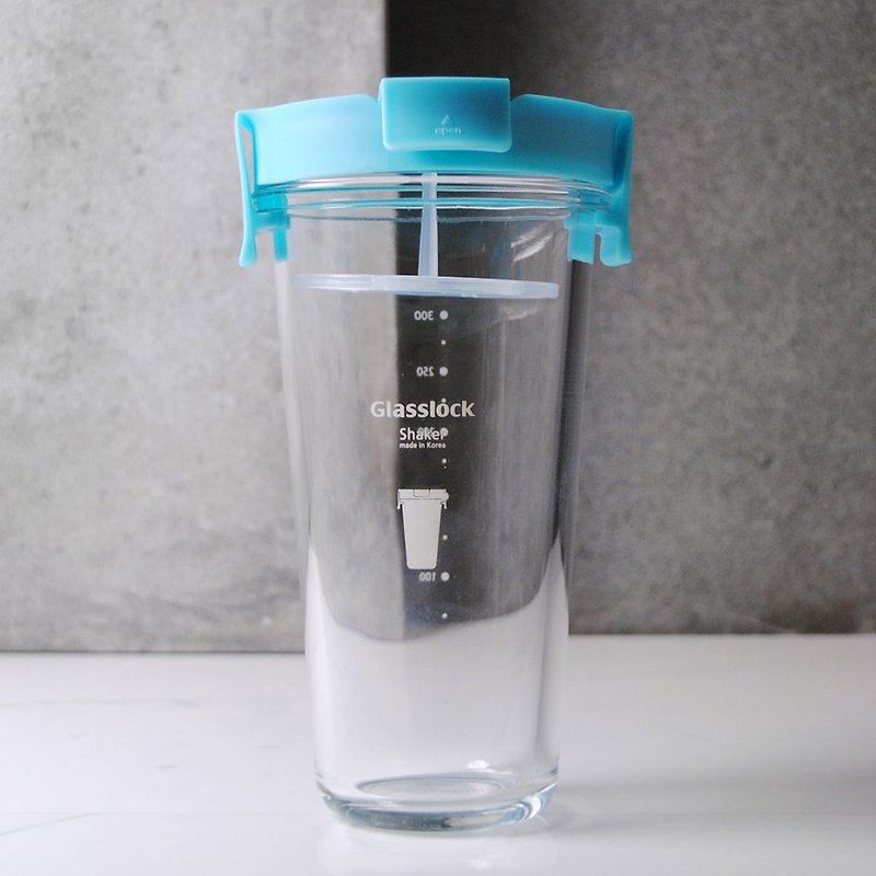 450cc【韩国Glasslock】(2色) 办公室健康随行杯 无毒玻璃水瓶刻字 健康多喝水 - 水壶/水瓶 - 玻璃 蓝色
