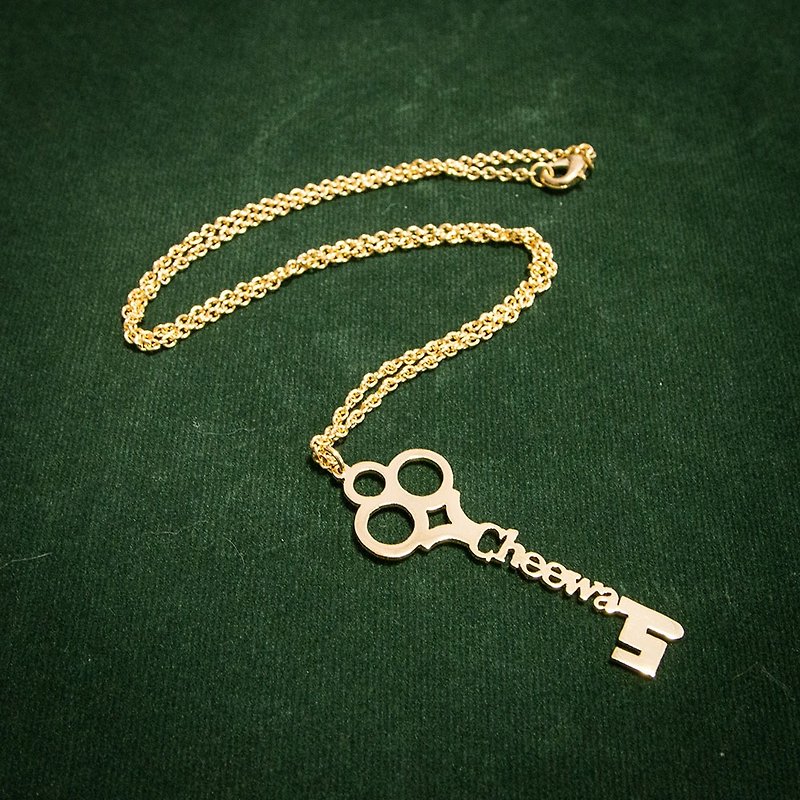 Custom key name necklace goldplate - 项链 - 铜/黄铜 金色