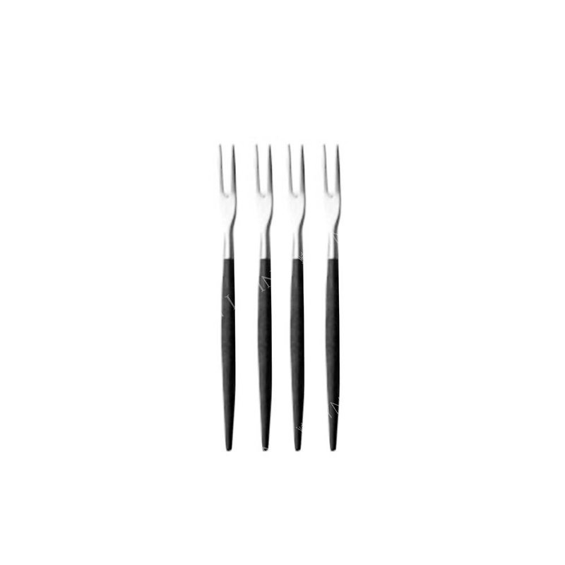 葡萄牙Cutipol GOA系列黑柄迷你水果叉四件组 - 餐刀/叉/匙组合 - 不锈钢 黑色