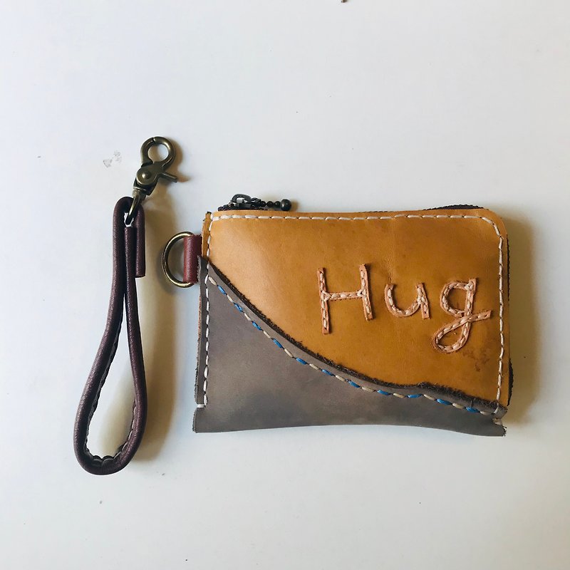 Hug 拥抱 L真皮拉链包 万用手拿包 嗅皮手作 - 皮夹/钱包 - 真皮 咖啡色