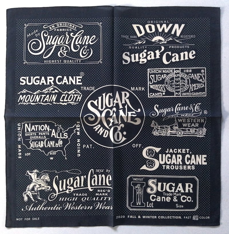 Sugar Cane & Co 经典头巾，20.5 x 21 英寸，圆点，秋冬 - 丝巾 - 棉．麻 蓝色