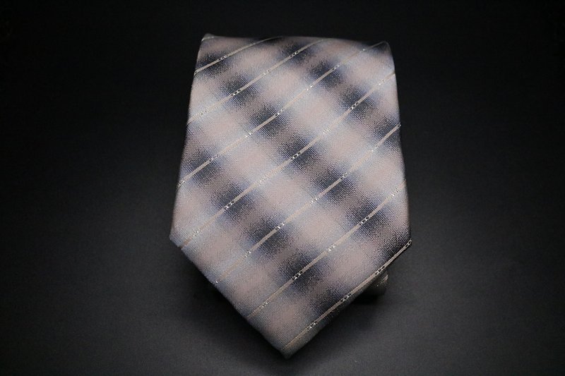 浅驼色银线格纹领带/型男商务正装necktie