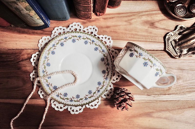 法国制百年经典名瓷Limoges咖啡/花茶杯盘两件组