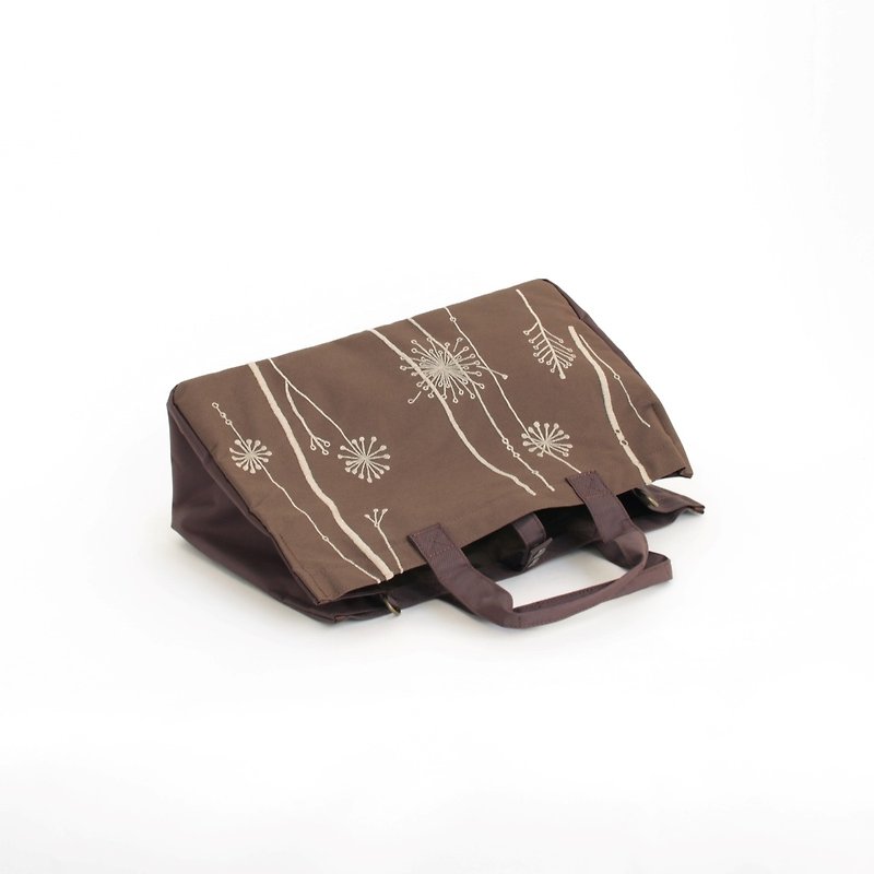 タンポポの種刺繍・A4トート - 手提包/手提袋 - 尼龙 咖啡色