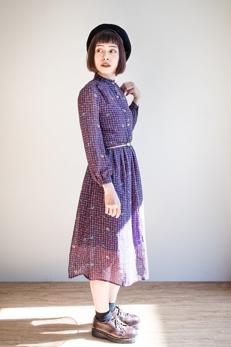 Vintage / 长袖洋装 no.22 tk - 洋装/连衣裙 - 聚酯纤维 紫色