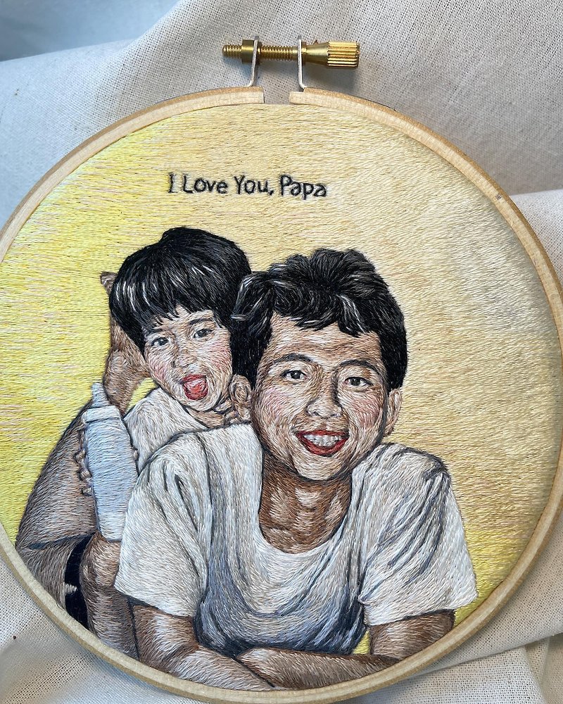 *Custom Made* portrait embroidery hoop. (5 inch) - 订制画像 - 绣线 卡其色
