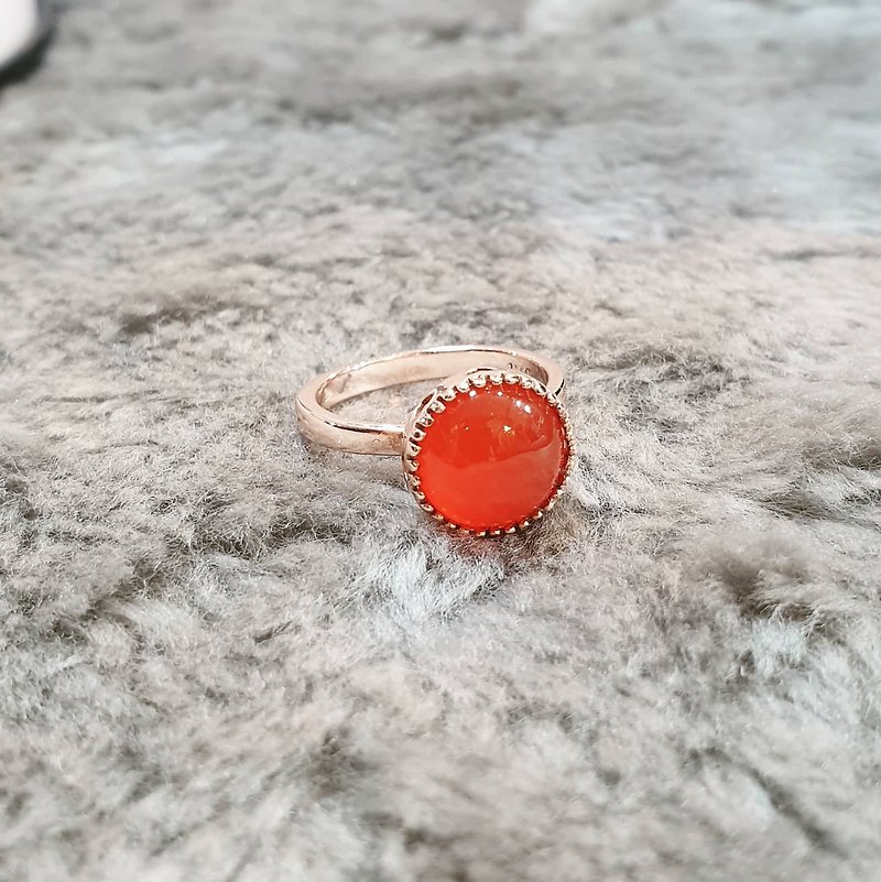 Carnelian ring in 925 Silver rose gold plated. - 戒指 - 半宝石 橘色