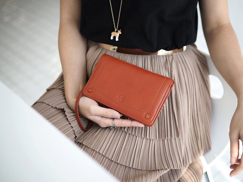 Kylie (orange-brown) : Medium wallet, Leather wallet, Mocha - 皮夹/钱包 - 真皮 咖啡色