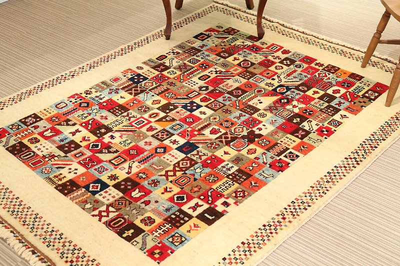 手織り トルコ絨毯 ハンドメイド ラグ リビングサイズ アイボリー - 地垫/地毯 - 其他材质 白色