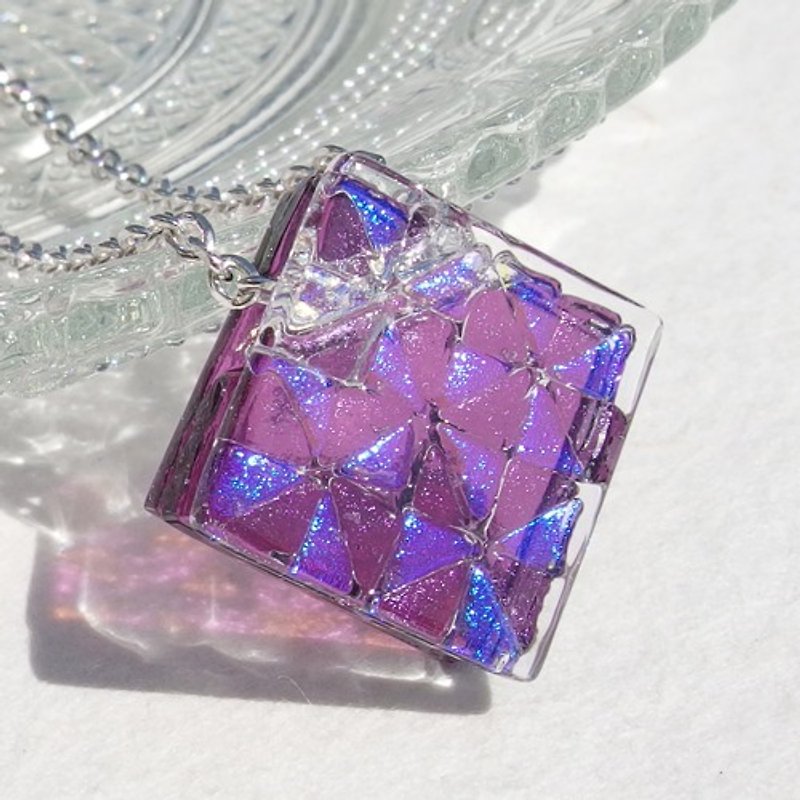 【More Premium】２月誕生石ガラス(アメジスト【大】)シルバー925ネックレス【受注制作】 - 项链 - 玻璃 紫色