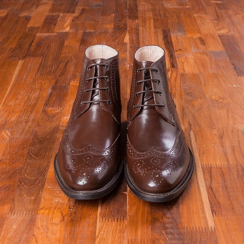 Vanger 绅士风范全翼纹德比短靴 Va242咖 - 男款休闲鞋 - 真皮 咖啡色