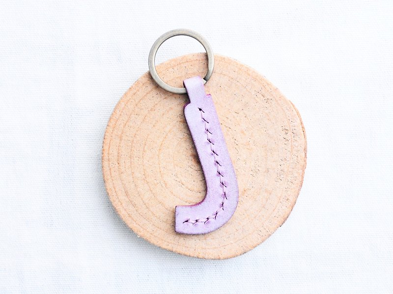 头文字J字母锁匙扣—白蜡皮组 好好缝 皮革材料包 钥匙圈 意大利 - 皮件 - 真皮 紫色