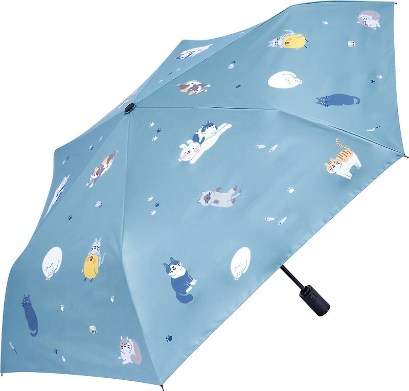 【懒散兔与啾先生联名款】猫咪乐园 黑胶 自动开收伞 抗UV 防晒 - 雨伞/雨衣 - 其他材质 