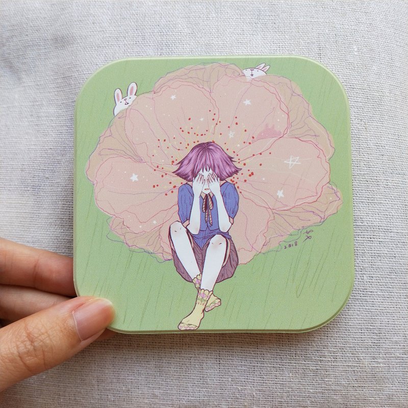 【插画陶瓷杯垫】 逃跑少女 - 杯垫 - 瓷 绿色