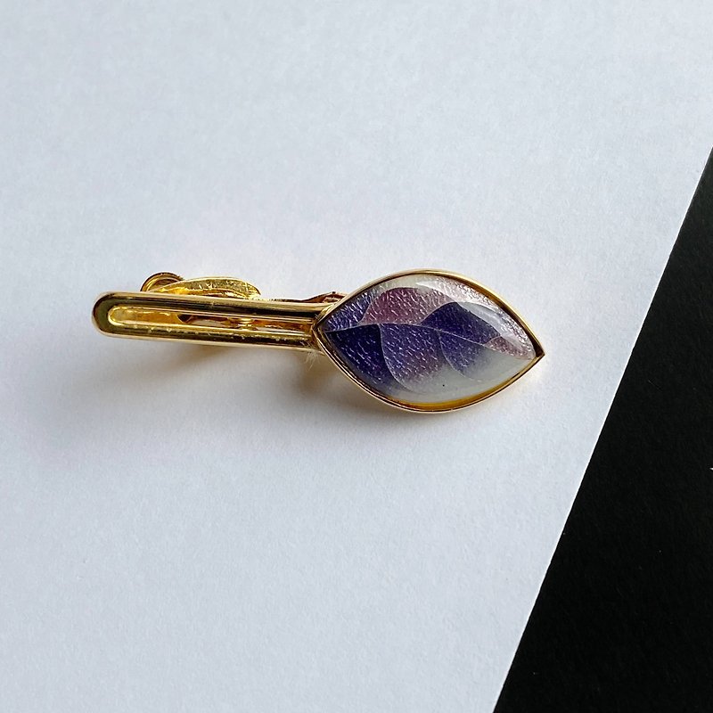 Leaf [Violet] Cloisonne tie pin Sterling silver womb Wired Cloisonne