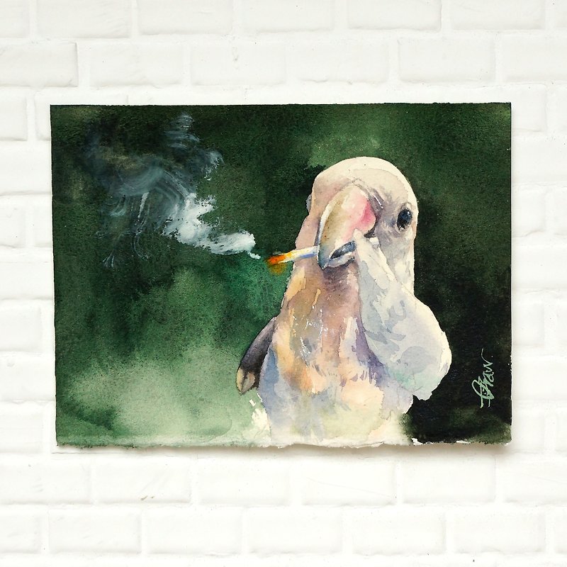 水彩原画【炊烟鸟鸟】 - 海报/装饰画/版画 - 纸 绿色