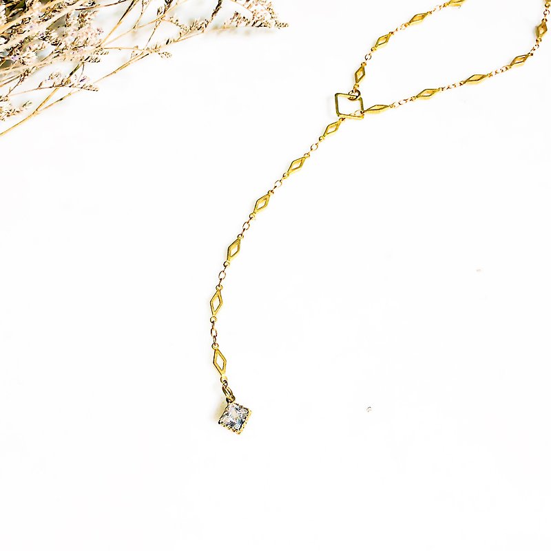 Crystal 优雅锆石一字练 - 项链 - 铜/黄铜 白色