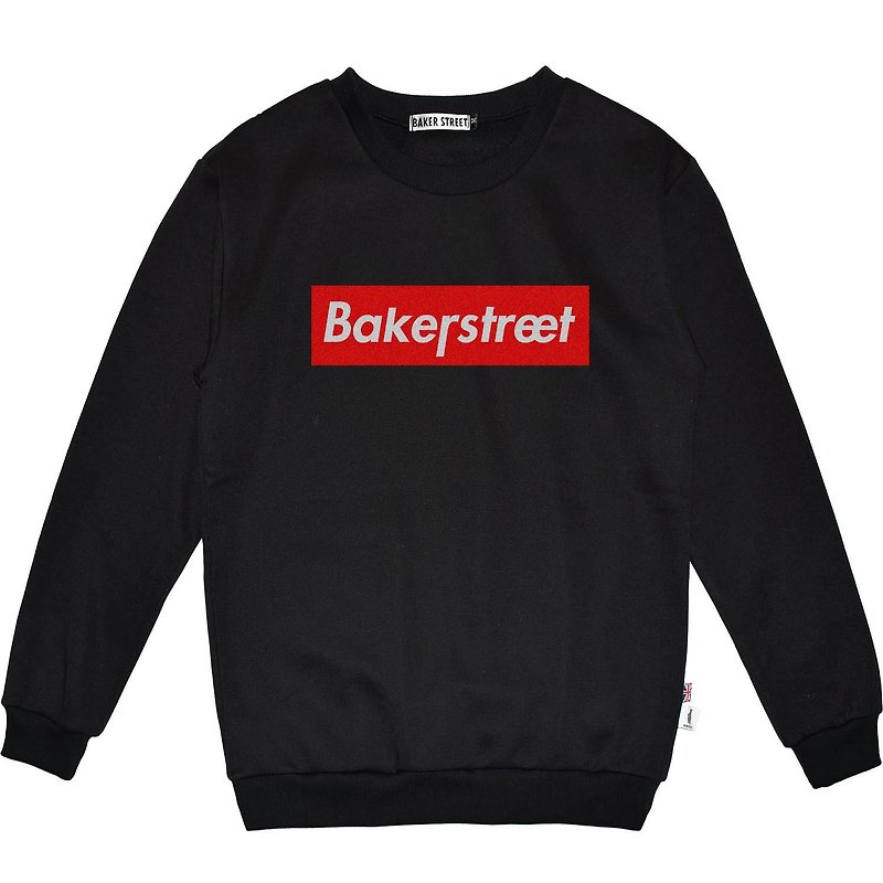 英国潮流品牌【Baker Street 贝克街】中性款．纯棉．厚卫衣 ．贝克街box．Baker Street Box Printed Sweater - 男装针织衫/毛衣 - 棉．麻 黑色