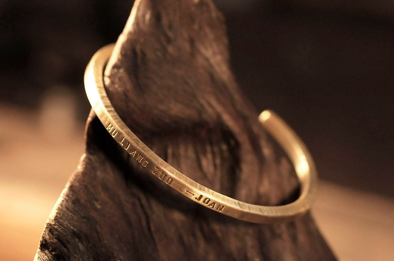 黄铜手环-条纹方方款 - 手链/手环 - 铜/黄铜 卡其色