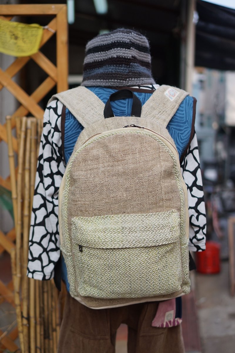 EARTH.er  │大麻布学生背包 (绿色) ● Hemp School Backpack (Green)│ :: 香港原创设计品牌 :: - 后背包/双肩包 - 棉．麻 绿色