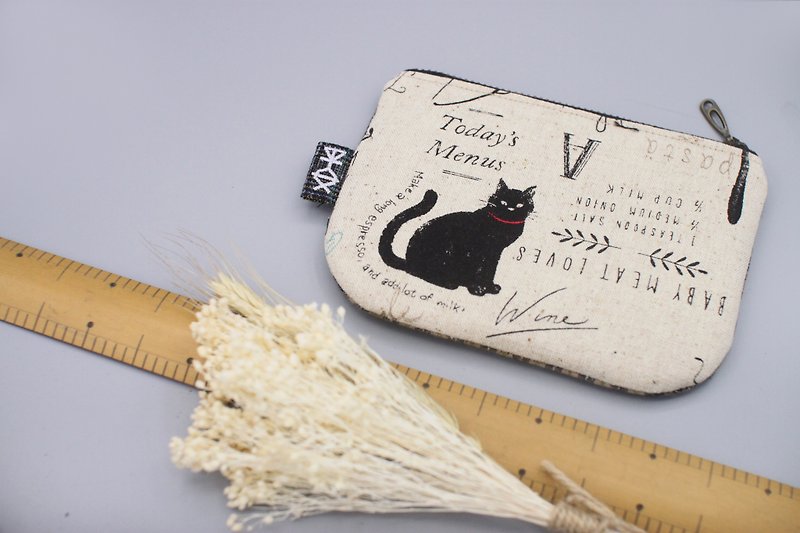 平安小乐- 复古米格与一只黑猫,小钱包,双面双色 - 皮夹/钱包 - 棉．麻 