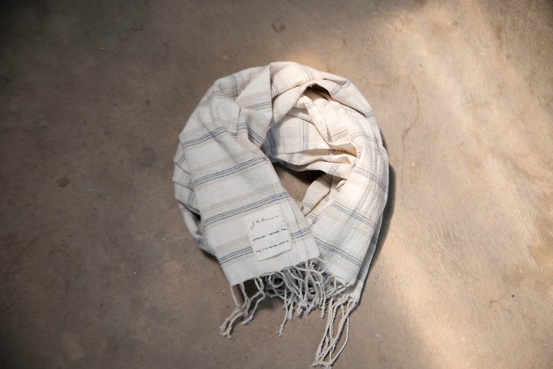 easy day scarf 02 | cotton linen natural color - 丝巾 - 棉．麻 卡其色