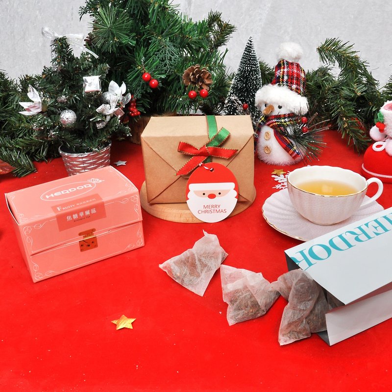 浓情圣诞珠宝盒［焦糖华尔滋｜Rooibos茶］ 三角茶包15入/圣诞交换物 - 茶 - 其他材质 金色