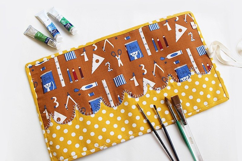 绘画工具图案画具袋/笔袋 工具收纳袋 滚边 巻物ケース 水彩絵具 - 铅笔盒/笔袋 - 棉．麻 