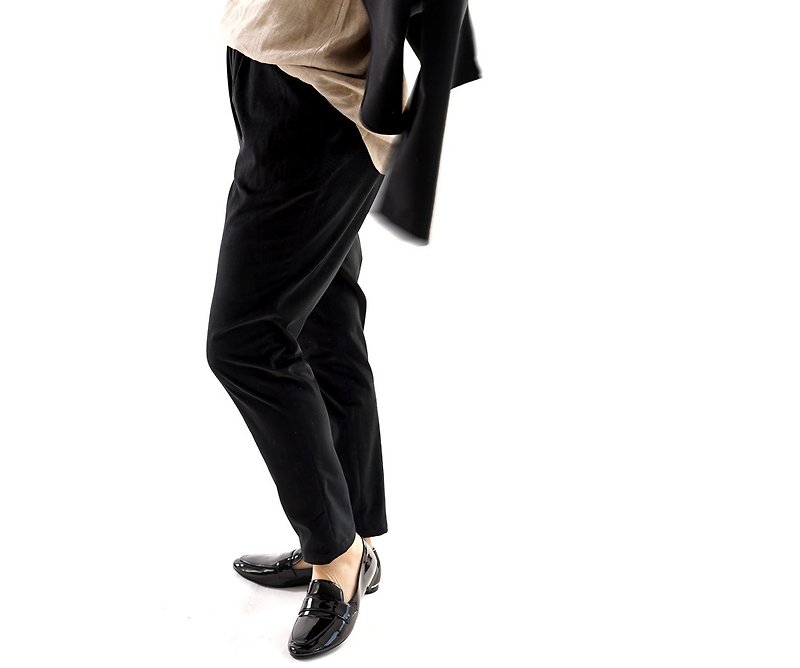 Velveteen Joppers pants · waist rubber · belt loop · with pocket / black bo1-22 - 女装长裤 - 其他材质 黑色