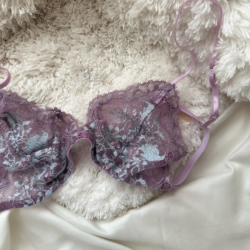 Only胸罩（紫色带蓝色图案，基本透视） - 女士内衣裤 - 其他材质 