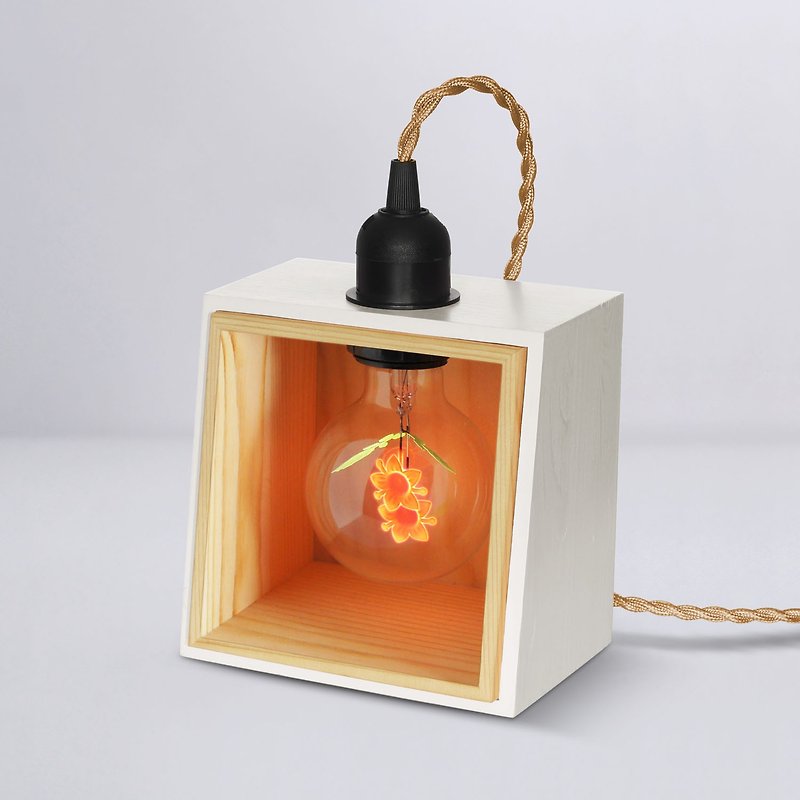 方形木制小夜灯 - 含1 个 太阳花球灯泡 Edison-Style 爱迪生灯泡