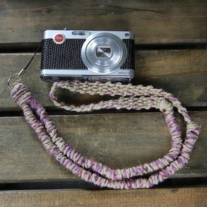ウール混シルク糸の麻紐ネックストラップ - 其他 - 棉．麻 紫色