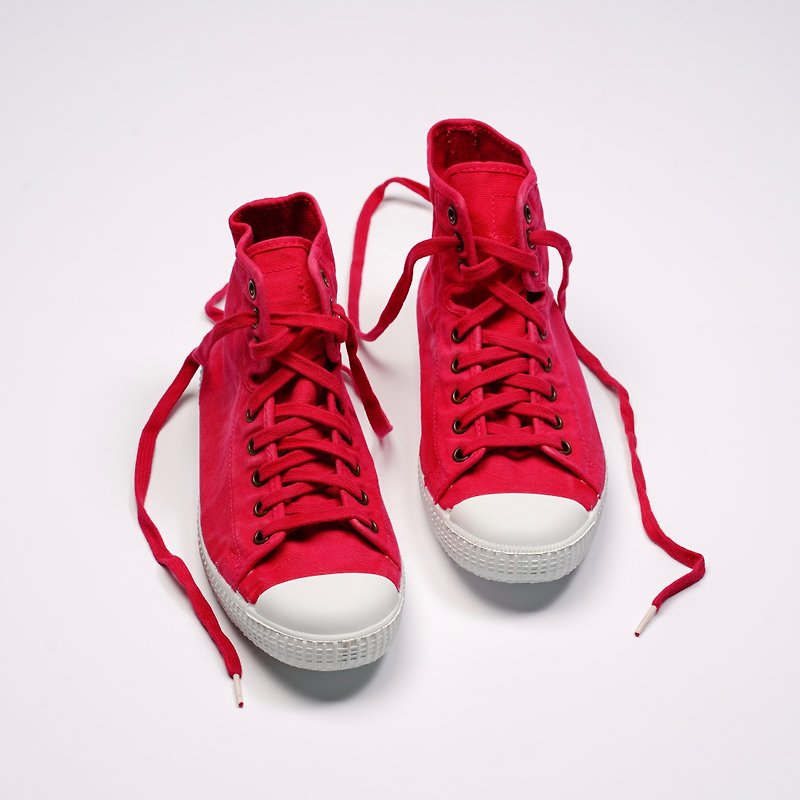 西班牙帆布鞋 CIENTA 61777 66 桃红色 洗旧布料 大人 高筒 - 女款休闲鞋 - 棉．麻 红色