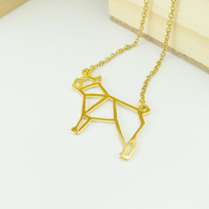 折纸波士顿梗犬项链 - 项链 - 其他金属 金色