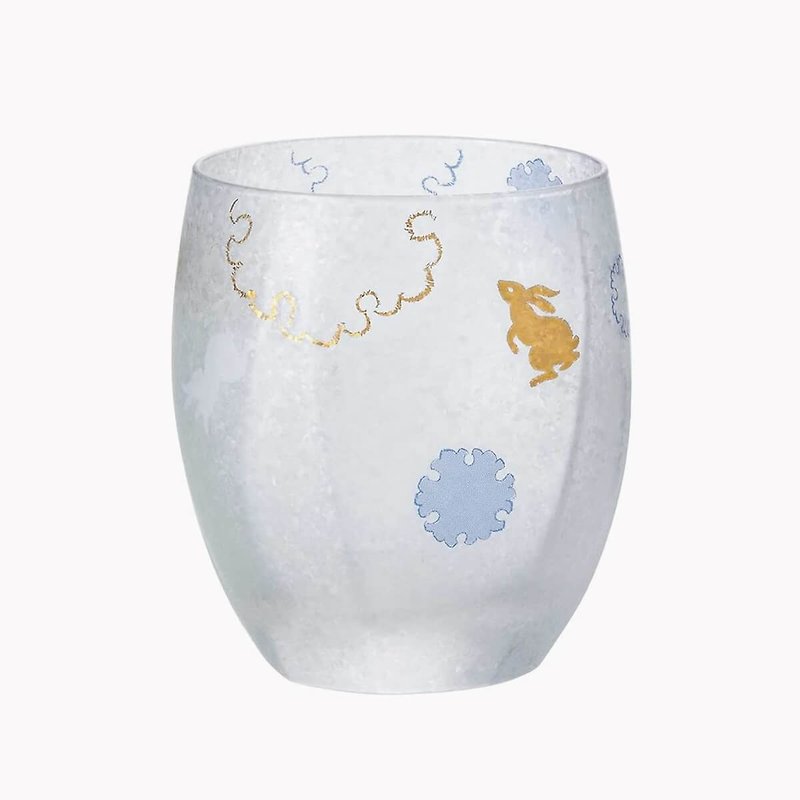 兔年345cc【日本ADERIA】夏日祭典 雪兔 刻字玻璃杯 描金工艺吉祥 - 酒杯/酒器 - 玻璃 蓝色