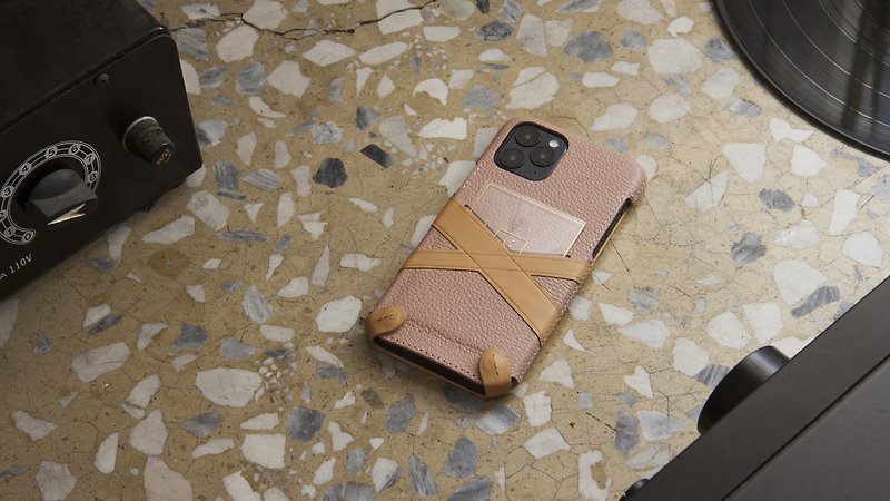 iPhone 12及12Pro 莫兰迪系列希腊款手机皮套 -奶茶粉 - 手机壳/手机套 - 真皮 粉红色