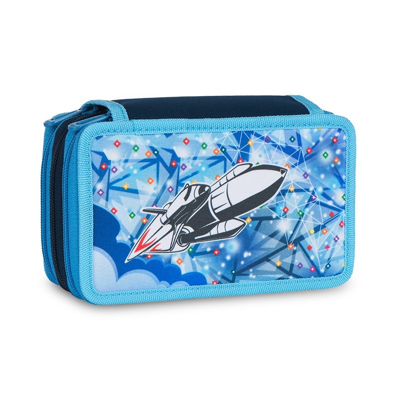 Tiger Family小贵族多功能双层创意文具袋-梦想火箭 - 铅笔盒/笔袋 - 防水材质 蓝色