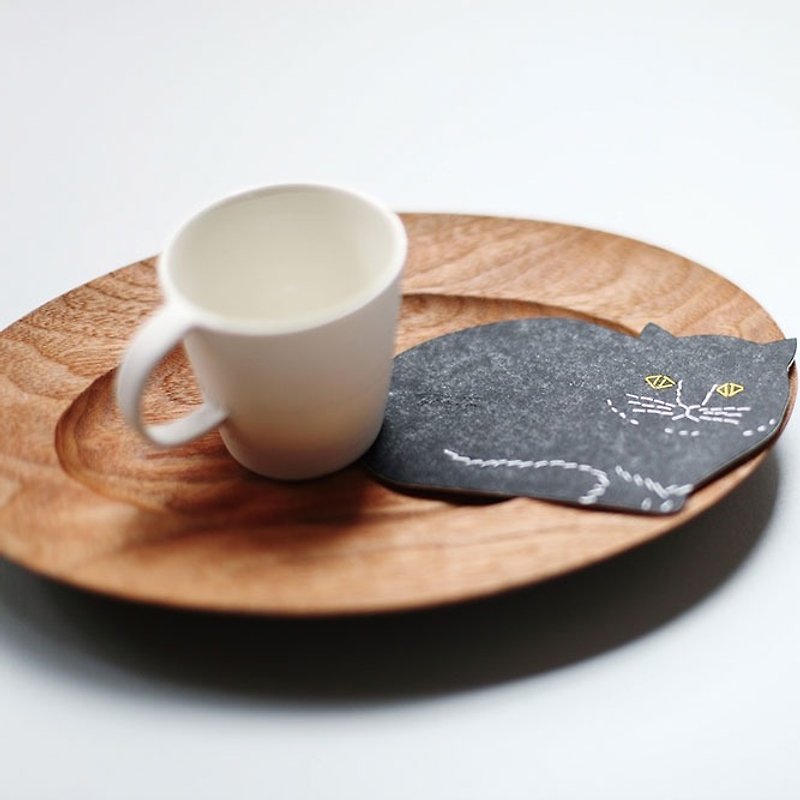 仓敷意匠 x Tomotake 凸版印刷猫咪杯垫【裁型款 (22101-01)】 - 餐垫/桌巾 - 纸 白色