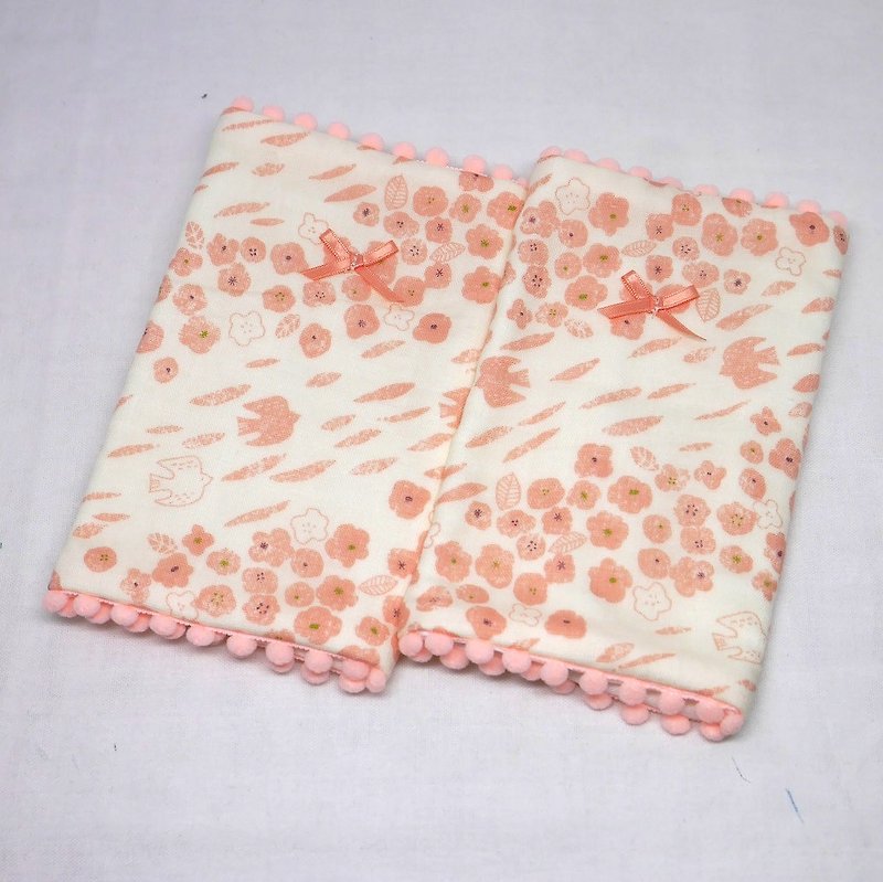 棉．麻 围嘴/口水巾 粉红色 - Japanese Handmade 8-layer-gauze droop sucking pads