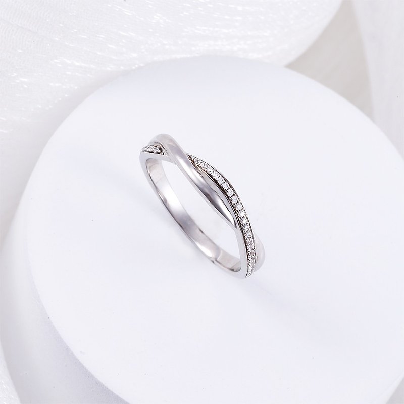 18K白金INFINITY结婚戒指 - 对戒 - 贵金属 银色