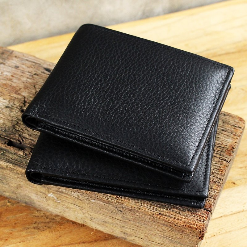 Wallet - Bifold - Black (Genuine Cow Leather) / Small Wallet  / 钱包 / 皮包 - 皮夹/钱包 - 真皮 黑色