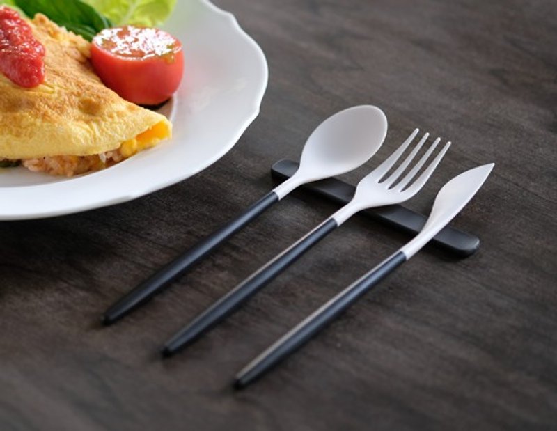 瓷 餐刀/叉/匙组合 白色 - SUMUディナーナイフ　白モデル