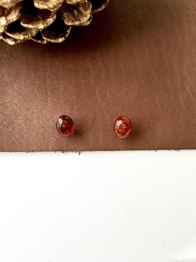 Amber Earring Stud-earring, Clip-earring - 耳环/耳夹 - 石头 橘色