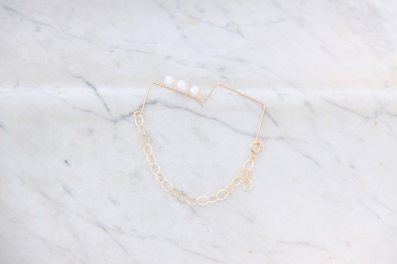 天然珍珠新几何14K包金手链 - 项链 - 宝石 白色