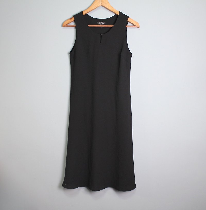 FOAK古着 /黑系/极简经典剪裁洋装 - 洋装/连衣裙 - 聚酯纤维 黑色