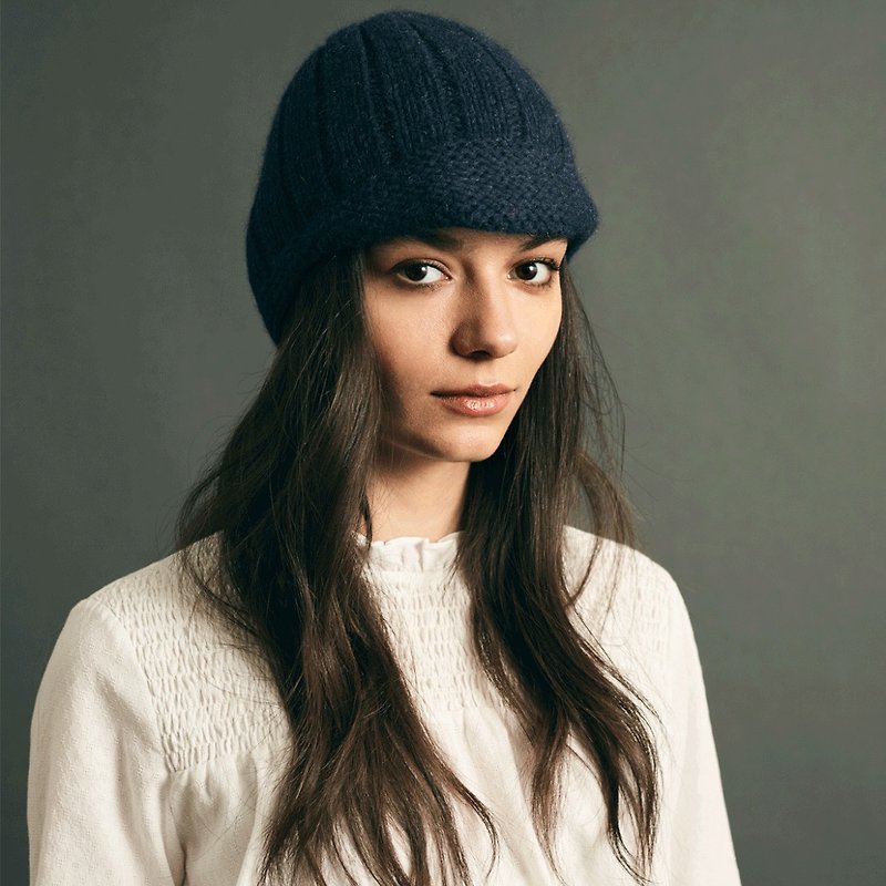 英国Lowie2019冬季新款/手工羊毛针织骑行帽/优雅蓝 - 帽子 - 羊毛 蓝色