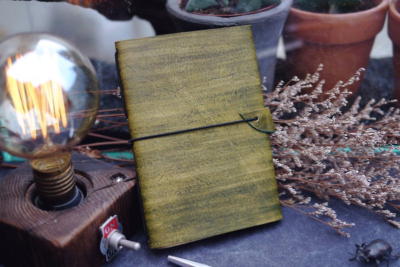 皮革书套系列 | 皮革笔记本套 | 手刷色 | 抹茶绿| - 笔记本/手帐 - 真皮 绿色