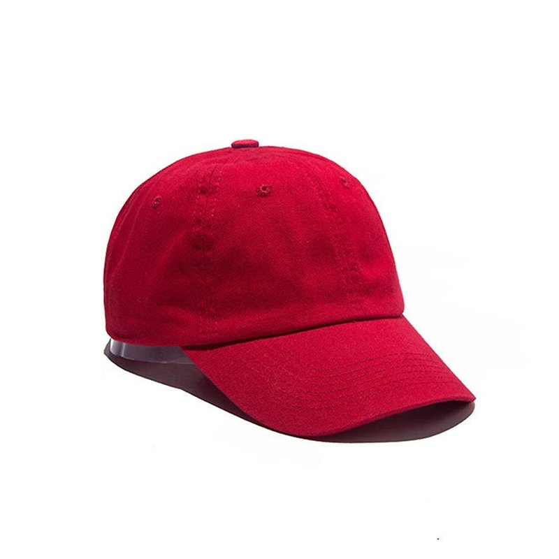 纯色水洗休闲帽 红 共9色 定制化 M8366-8 - 帽子 - 棉．麻 红色